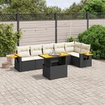 vidaXL Salon de jardin 7 Pièces avec coussins noir résine tressée