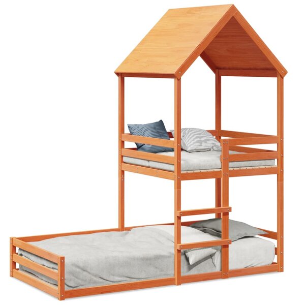 vidaXL Lit superposé sans matelas cire marron 80x200 cm pin massif