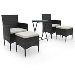 vidaXL Ensemble de bistro de jardin 5 Pièces poly rotin et verre trempé