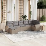 vidaXL Salon de jardin avec coussins 7Pièces mélange beige résine tressée