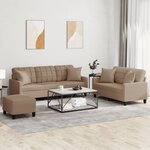 vidaXL Ensemble de canapés 3 Pièces avec coussins cappuccino similicuir