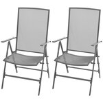 vidaXL Chaises empilables de jardin 2 Pièces Acier Gris