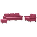 vidaXL Ensemble de canapés 3 Pièces avec coussins Rouge bordeaux Velours