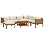 vidaXL Salon de jardin 8 Pièces avec coussin crème Bois d'acacia solide