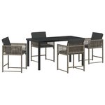 vidaXL Ensemble de Salle à Manger de Jardin de 5 Pièces avec Coussins Gris en Rattan Poly