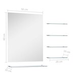vidaXL Miroir mural avec 5 étagères Argenté 50 x 60 cm