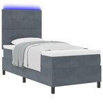 Lit Box Spring vidaXL avec Matelas & LED Gris Foncé 80x200 cm Velours
