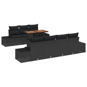 vidaXL Ensemble de canapé de jardin 8 Pièces Noir Poly rotin