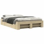 vidaXL Cadre de lit chêne sonoma 135x190 cm bois d'ingénierie