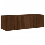vidaXL Meuble TV muraux 4 Pièces avec lumières LED chêne marron