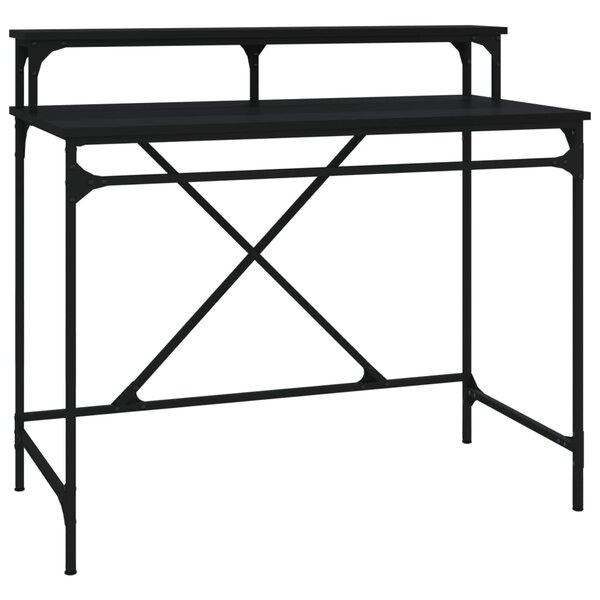 vidaXL Bureau noir 100x50x90 cm bois d'ingénierie et fer