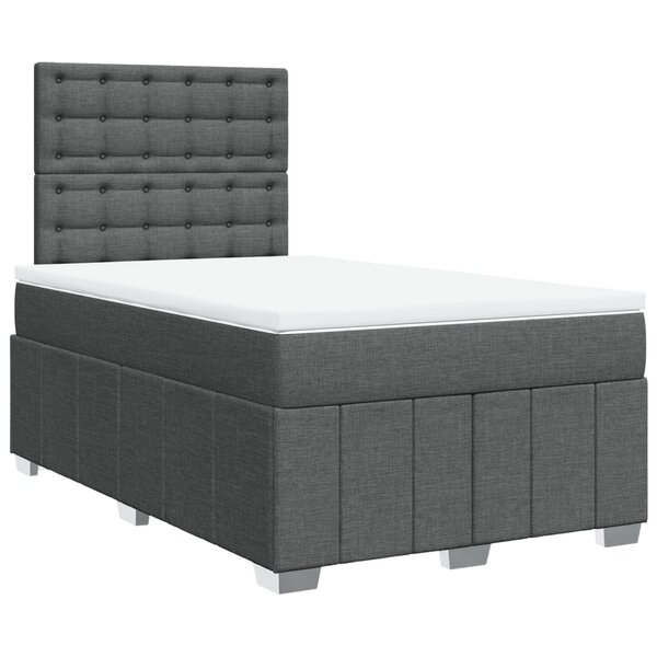 vidaXL Sommier à lattes de lit avec matelas Gris foncé 120x200cm Tissu