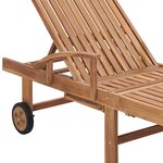 vidaXL Chaise longue avec coussin vert Bois de teck solide