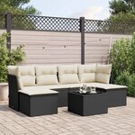 vidaXL Salon de jardin 7 Pièces avec coussins noir résine tressée