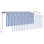 vidaXL Auvent manuel rétractable avec store 3x2 5 m Bleu et blanc