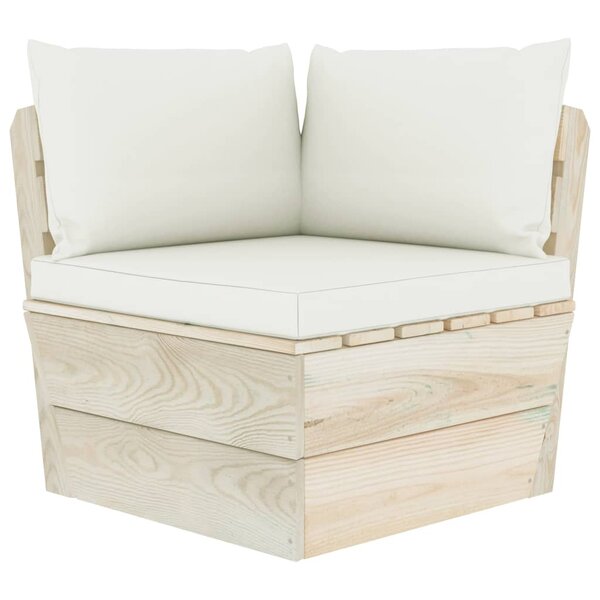 vidaXL Canapé d'angle palette de jardin avec coussins Épicéa imprégné