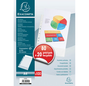 Lot promo - Sachet de 80 + 20 pochettes perforées en polypropylène grainé A4 EXACOMPTA