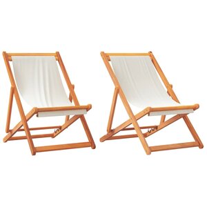 vidaXL Chaises de plage pliables lot de 2 blanc crème tissu