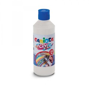 Carioca Flacon de 250 ml d'acrylique tempera - Couleurs vives et résistantes à la lumière - Effet tridimensionnel - Convient à toutes les surfaces - Couleur blanc