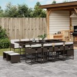 vidaXL Ensemble à manger de jardin avec coussins 13 Pièces marron rotin