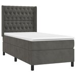 vidaXL Sommier à lattes de lit matelas LED Gris foncé 90x190cm Velours