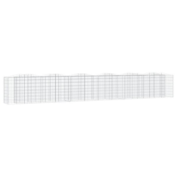 vidaXL Lit surélevé à gabions arqué 600x50x100 cm Fer galvanisé