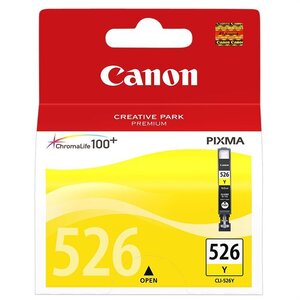 Canon pack de 1 cartouche d'encre - cli-526y - jaune - capacité standard 9ml - 525 pages - blister avec alarme