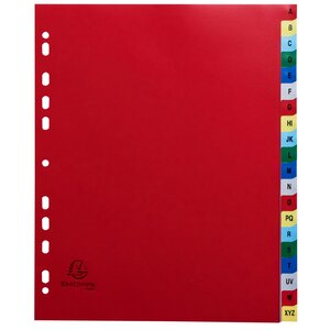 Intercalaires Imprimés Alphabétique Pp Couleurs 12/100e - 20 Positions - A4+ - Assorties Vives - X 20 - Exacompta