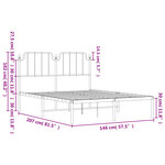 vidaXL Cadre de lit métal sans matelas et tête de lit blanc 140x200 cm