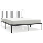 vidaXL Cadre de lit métal avec tête de lit noir 135x190 cm
