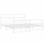 vidaXL Cadre de lit métal avec tête de lit/pied de lit blanc 193x203cm