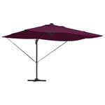 vidaXL Parasol déporté Roma de avec LED Rouge Bordeaux 352x251x265 cm Aluminium