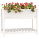 vidaXL Jardinière avec étagère Blanc 111 5x54x81 cm Bois massif de pin