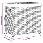 vidaXL Panier à linge avec roulettes gris 60x35x60 5 cm résine tressée