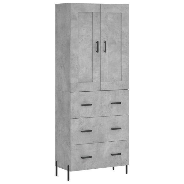 vidaXL Buffet haut Gris béton 69 5x34x180 cm Bois d'ingénierie