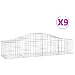 vidaXL Paniers à gabions arqués 9 Pièces 200x50x40/60 cm fer galvanisé