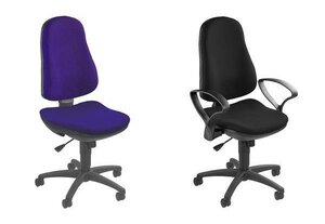 Chaise pivotante de bureau 'Support SY', tissu, bleu TOPSTAR