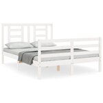 vidaXL Cadre de lit avec tête de lit blanc 140x190 cm bois massif