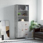 vidaXL Buffet haut Gris béton 69 5x34x180 cm Bois d'ingénierie