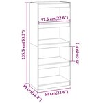 vidaXL Bibliothèque/Séparateur de pièce Gris 60x30x135 5 cm Pin massif