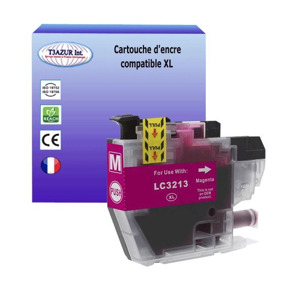 T3AZUR- Cartouche compatible avec Brother LC3213 XL Magenta pour Brother DCP-J497DW  DCP-J572DW  DCP-J772DNW  DCP-J772DW  DCP-J774DW
