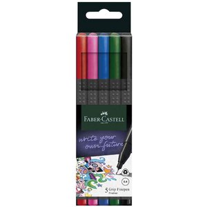 Feutre pointe fine grip finepen étui de 5 faber-castell