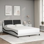 vidaXL Cadre de lit avec lumières LED blanc noir 140x200 cm similicuir
