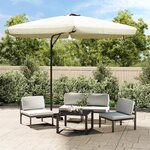 vidaXL Parasol d'extérieur avec mât en acier 300 cm Blanc sable