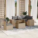 vidaXL Salon de jardin avec coussins 6 Pièces beige résine tressée
