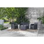 ALLIBERT by KETER - Salon de jardin SanRemo Storage 4 places - table basse coffre range-coussins - imitation rotin tressé - graphite