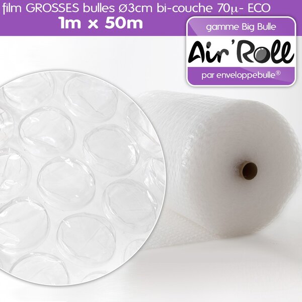 1 rouleau de film grosses bulles d'air largeur 1m x longueur 50m - gamme air'roll  eco