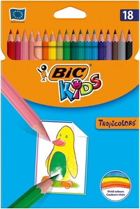 Crayons de couleur KIDS Tropicolors étui carton de 18 BIC