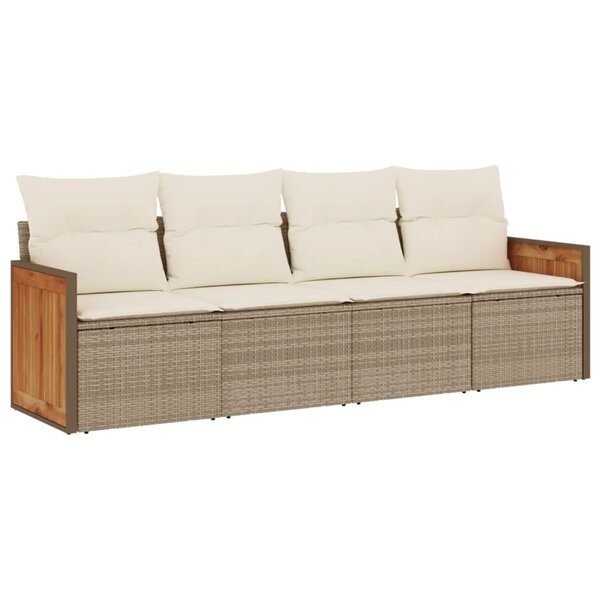 vidaXL Salon de jardin avec coussins 4 Pièces beige résine tressée