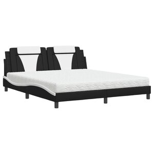 vidaXL Lit avec matelas noir et blanc 180x200 cm similicuir